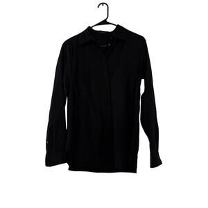 NWT Theory Black 100% Virgin Wool Button-Up Shirt sz Medium